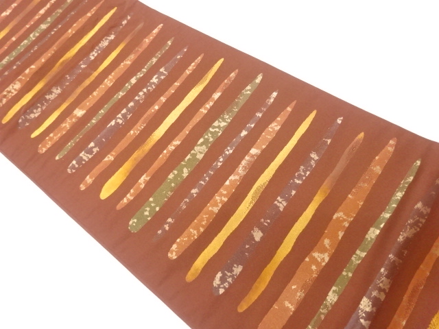 JAPANESE KIMONO / VINTAGE FUKURO OBI / WOVEN ABSTRACT STRIPE